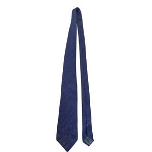 Jack Victor Tie Mens One Size Blue Wool Silk Herringbone Necktie Woven Italy